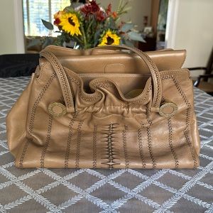 New Bulgari Cognac Woven Handbag